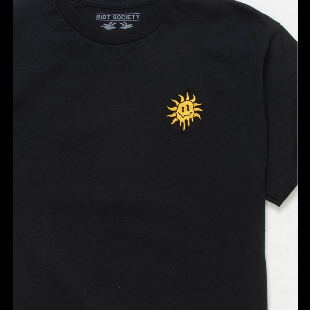 Riot Society Black Short Sleeve Tee with Sun Emblem